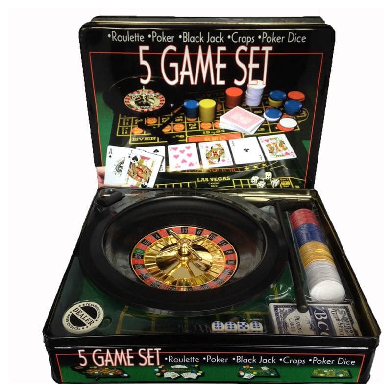 Набор 5 игр: рулетка, покер, блэк-джек, крэпс, покер на костях + подарок